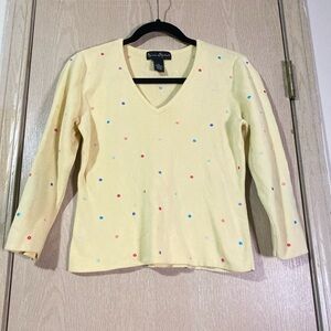 Mercer & Madison Yellow Sweater with Multicolor Polka Dots